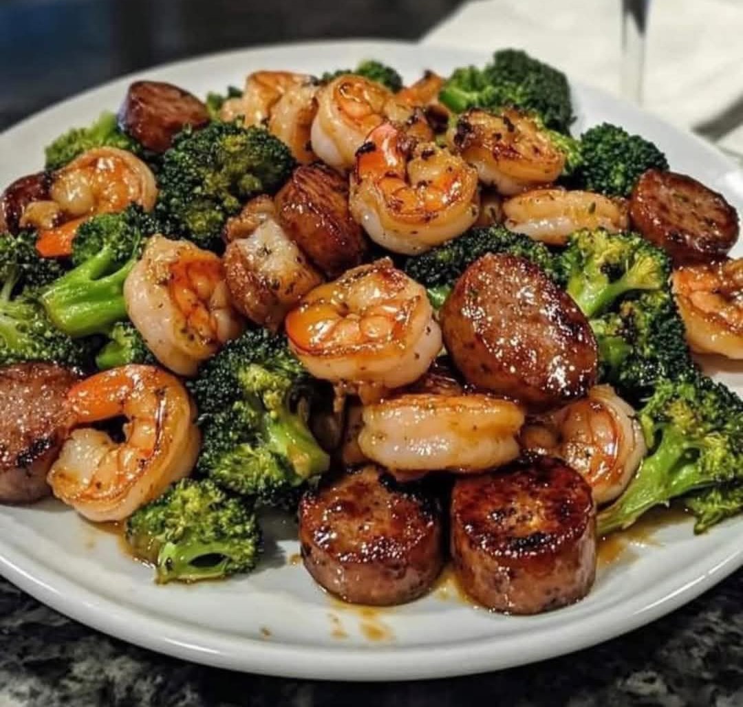 Honey Garlic Shrimp, Sausage & Broccoli