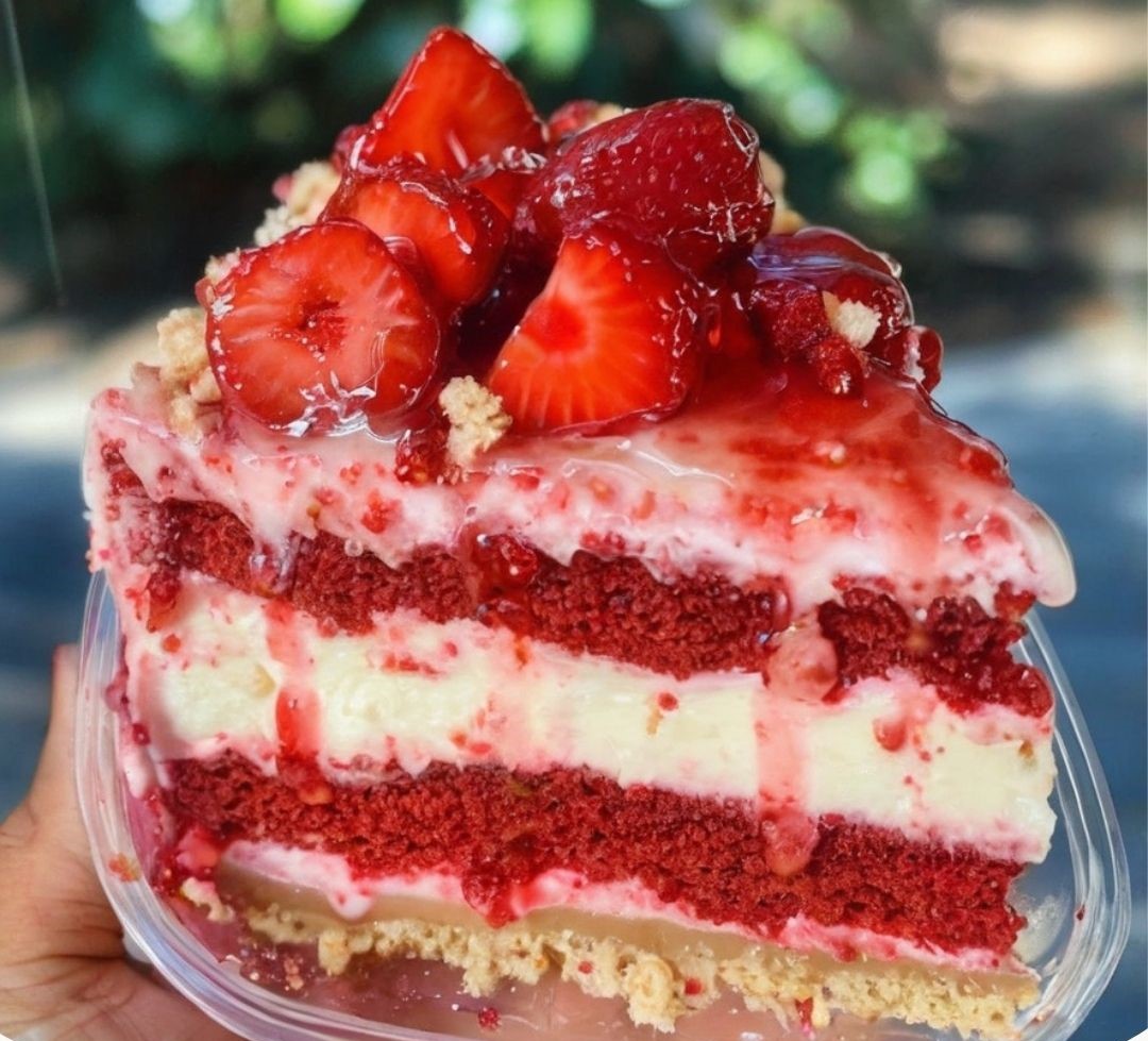 Strawberry Red Velvet Crunch Cheesecake