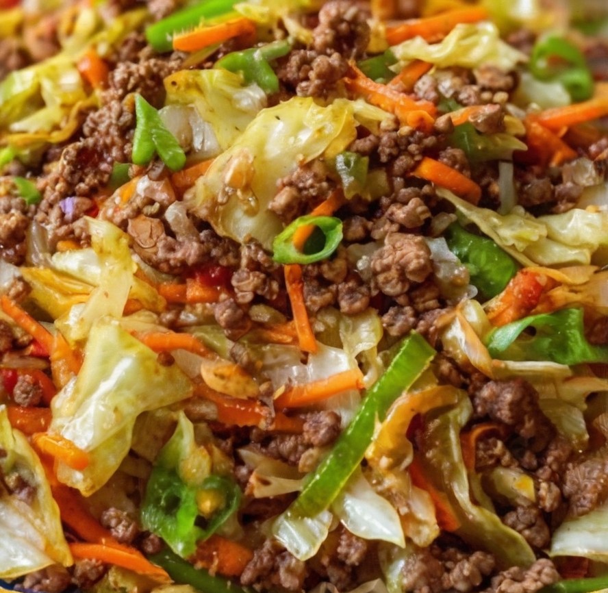 Healthy Chinese Ground Beef & Cabbage Stir Fry Recipe