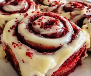 Red Velvet Cinnamon Rolls with Cream Cheese Icing