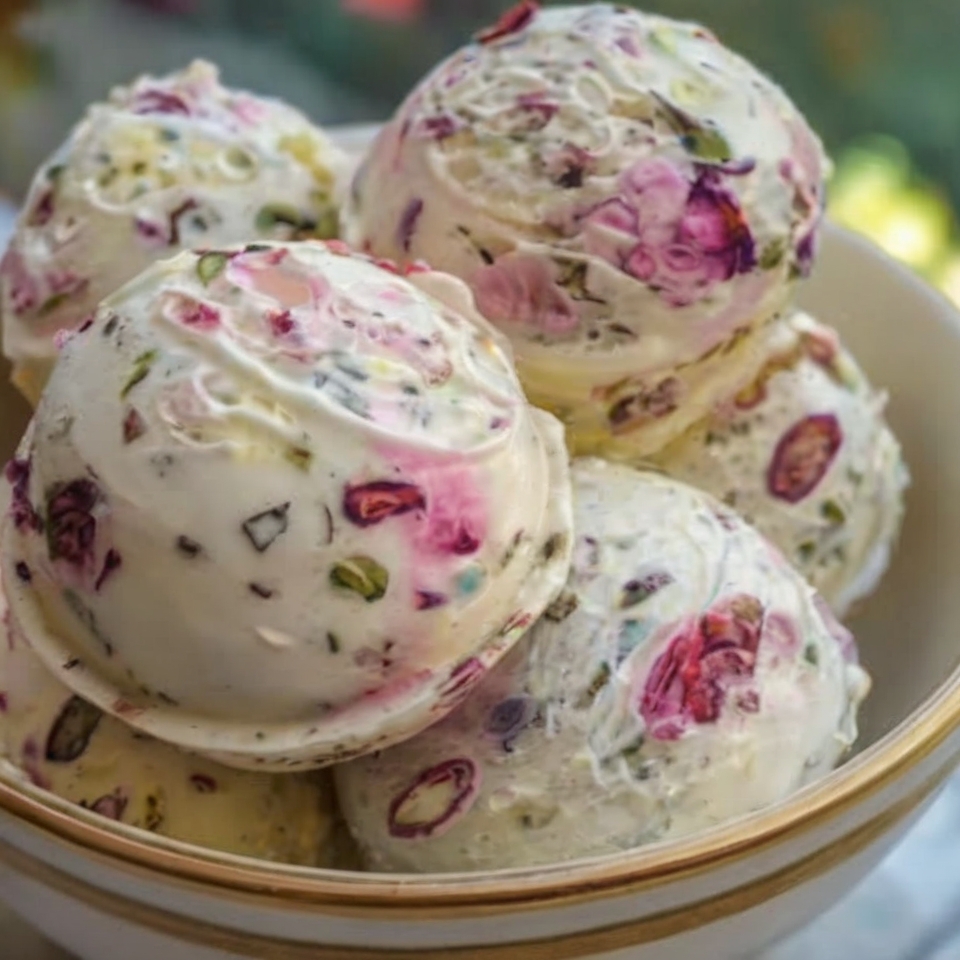 Rose Pistachio Cheesecake Ice Cream Recipe