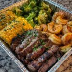 Steak, Shrimp, Corn & Broccoli Tray Meal